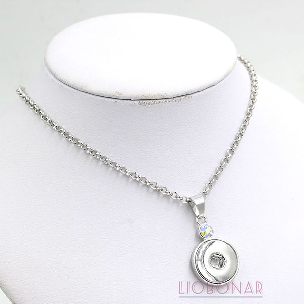 

wholesale ab crystal snap necklace interchangeable snap pendants necklace fit 18mm snap buttons jewelry diy bijoux collier, Silver