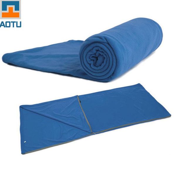 

wholesale- aotu outdoor envelope sleeping bag polar fleece tractical camping hiking sleeping bag 180*75cm blanket single warm weather