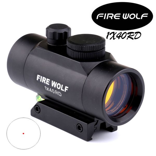 

FIRE WOLF 1X40 Red Dot Sight Riflescope 11/20mm Rail Mount for Rifle with Bubble Level