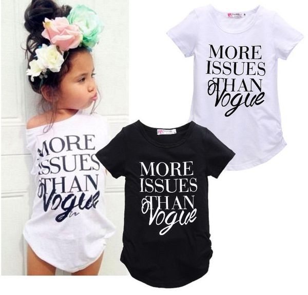Hot Kinder Kleidung Baby Mädchen Kleidung T shirts Sommer Baumwolle Kurzarm T-shirt Tops Säuglingskleinkind Baby Kleidung Weiße und Schwarze Tees 2-6 T