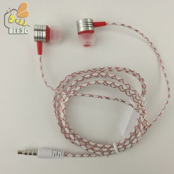 

cobwebbing reticulate fine lines earphone with mic metal head earpiece noise canceling headphone with microphone 5 color 300ps/lot