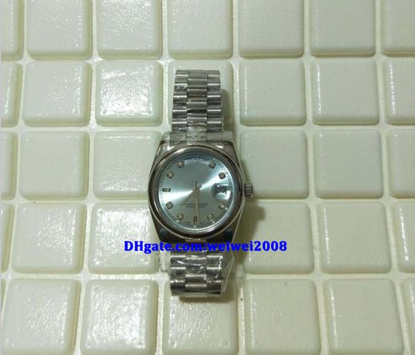 

christmas gift luxury watches brand automatic mens watch 41mm platinum ii president glacier blue diamond 218206 stainless steel, Slivery;brown