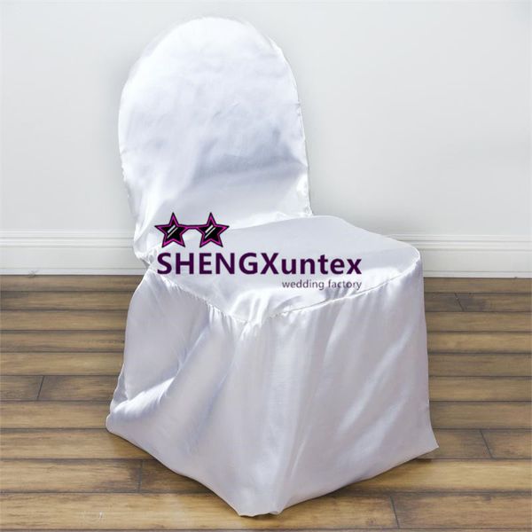 100 Polyester Satin Chair Cover Wedding Hotel Decotation White