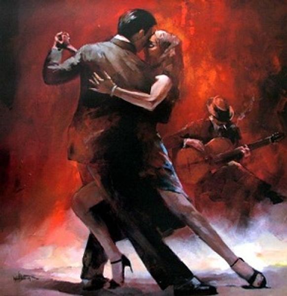 Çerçeveli Tango Argentino II Tuval Dans El Boyalı Modern Soyut Duvar Sanatı Yağlıboya Tuval.multi Boyutu AB146