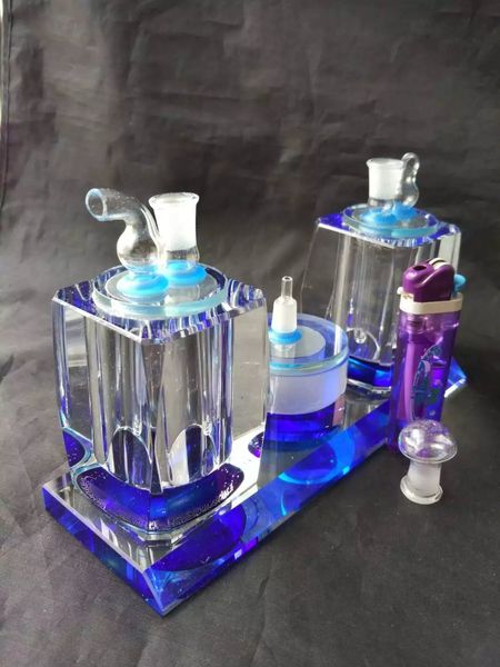 Doppelte Kristallschläuche Glasbongs-Zubehör, Großhandel Glasbongs-Zubehör, Glas-Wasserpfeife, Wasserpfeifenrauch kostenloser Versand