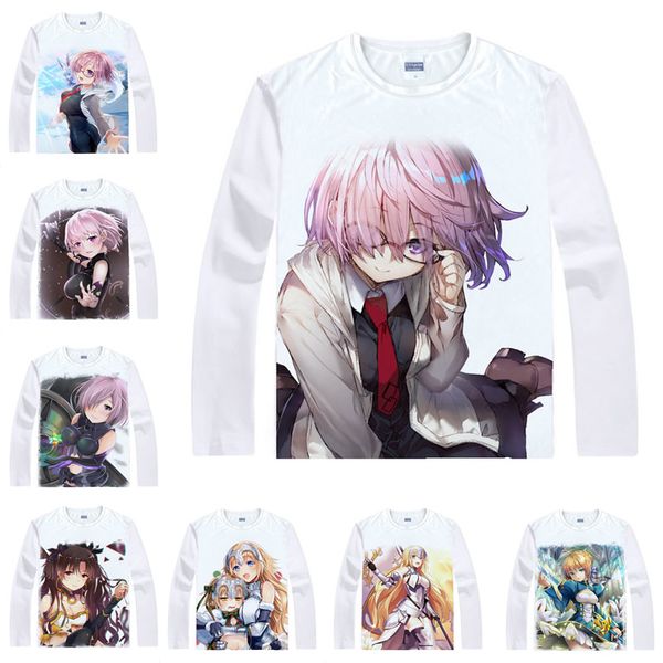 

motivs hentai shirt fate grand order t-shirts multi-style long sleeve saber mash kyrielight anime cosplay shirts kawaii, White;black