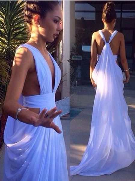 

2021 a-line v-neck chiffon with ruffles sweep train backless prom dresses, Black