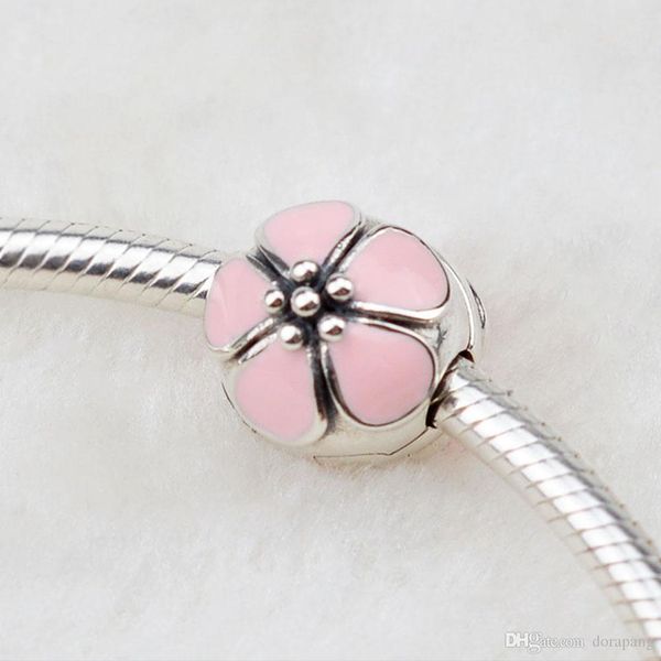 

edell 925 sterling silver multicolor daisy flower fixed pandora clip charm with pink enamel fit bracelet for women wholesale beads 3008, Black