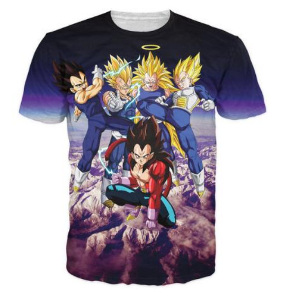 

оптовая новые модные мужские / женские dragon ball z vegeta летний стиль тройники 3d печати повседневная футболка топы плюс размер, White;black