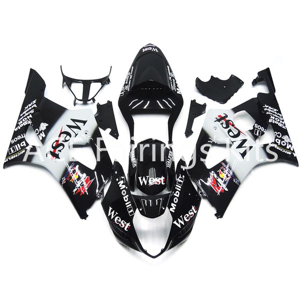 

3 gifts new suzuki gsxr1000 k3 03 04 gsxr 1000 k3 2003 2004 injection abs plastic motorcycle fairing bright black white decals style