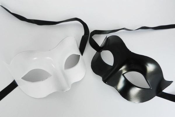 Maschera per travestimento da uomo Costumi in maschera Maschere veneziane Maschere per travestimento maschile Maschera mezza faccia in plastica [Nero, Bianco, Oro, Argento]