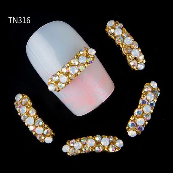 

wholesale-10pcs 3d strip glitter rhinestone decoration for nails art crystle jewelry charm nail stud tips nail tool accessories suppliers, Silver;gold