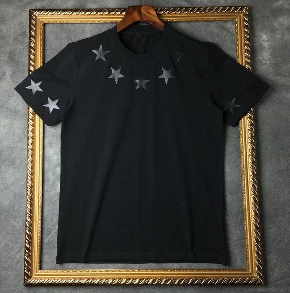 

designer men's t-shirts summer mens t shirt t-shirt short sleeves black white classic style five pointed red star women tee round neck, White;black