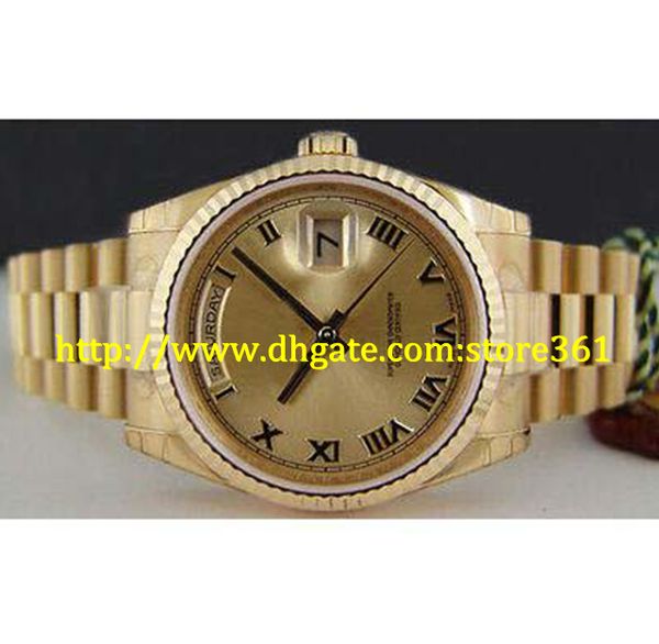 

store361 new arrive watch new 18kt gold 36mm president champagne roman - 118238, Slivery;brown