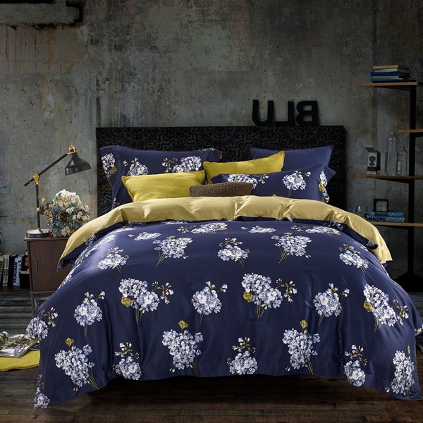 80s 100 Cotton Country Style Navy Blue Tribute Satin Soft And 80s 100 Cotton Free Country Style Navy Blue Tribute Satin Soft And Exquisite Bedding