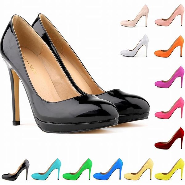 13 Renkler Bayanlar Ayakkabı Sapato Feminino Womens Yüksek Topuklu Sivri Korse Stil Çalışma Ayakkabı Artı Pompaları