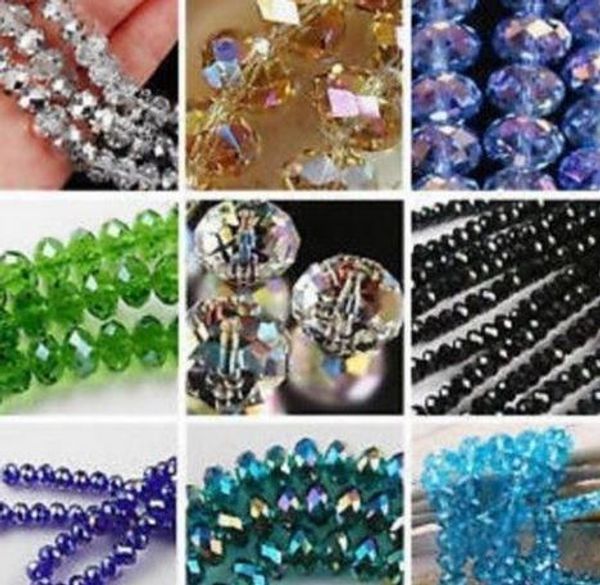 100 Perles Verre Crystal Facette Noir Boule 6mm