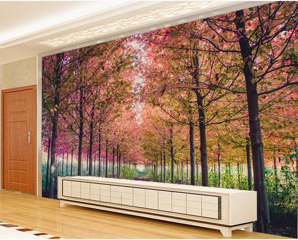 

new custom 3d beautiful woods autumn view natural landscape living room tv wall
