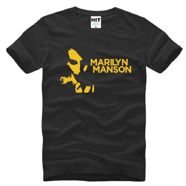 

marilyn manson metal rock t shirts men cotton short sleeve printed men's t-shirt fashion male music rock tee shirt, White;black