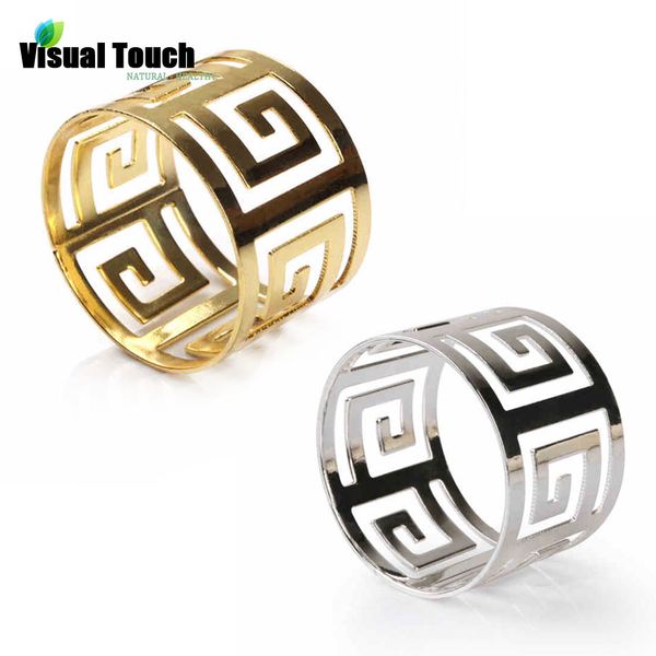 

wholesale- 6pcs/lot brief napkin rings silver gold wedding party christmas decoration