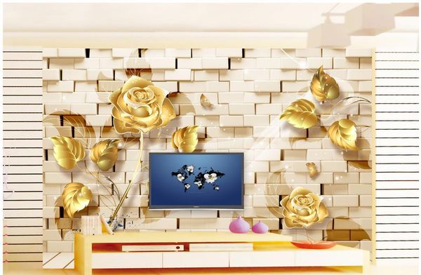 

wall gold reliefs rose background wall mural 3d wallpaper 3d wall papers for tv backdrop