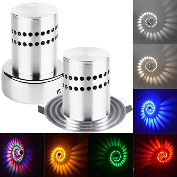 

Led aluminum 3W RGB AC110v-240v Spiral LED Wall lamps Ceiling Lights Lighting Bedroom Porch Fixture Home Decor lamp 24 key remote control