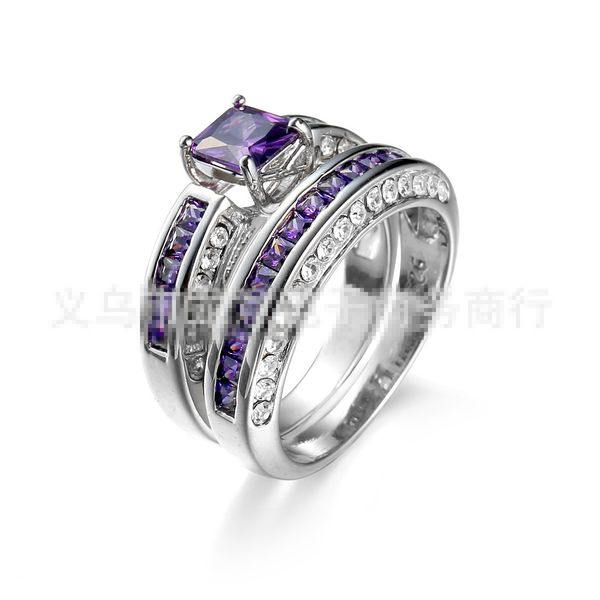 

Огранка "Принцесса" 6мм Amethyst Diamonique Позолоченное кольцо из белого золота Sz 6-10