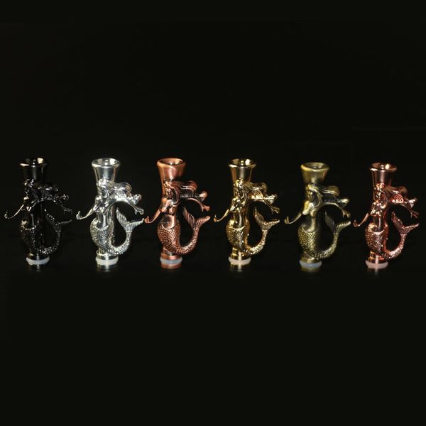 

Mermaid Drip Tip Metal Mouthpiece Overgild 510 Thread Drip Tips Mermaid Tips Mouthpieces for 510 Atomizer DHL Free
