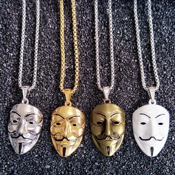 

europe and the united states around the film v killers mask necklace tide male hip - hop accessories wholesale gold chains for men, Silver