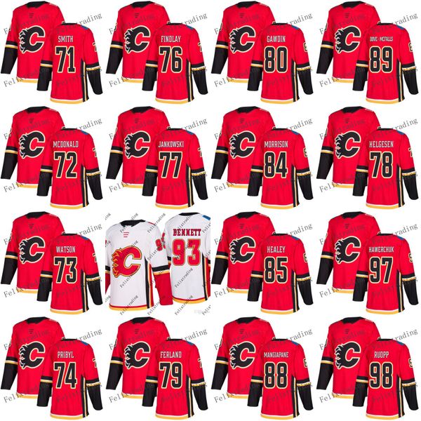 

Calgary Flames 98 Sam Ruopp 71 Huter Smith Cliff Watson Brett Findlay Tyler Parsons 93 Sam Bennett Glenn Gawdin 2017-2018 Season Jersey