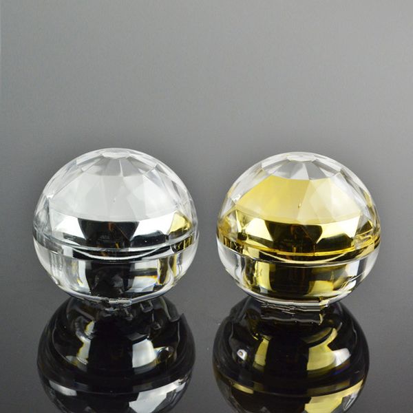 

30g empty luxury diamond sphere acrylic cream container gold eye cream sample cosmetic jar ,cosmetics packaging pot f20171889