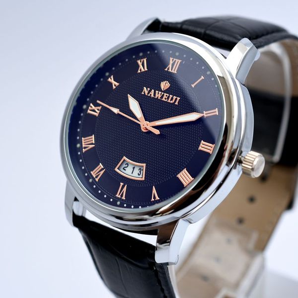 

2017 Лучший бренд мужские часы мужчины Кожаный ремешок Спорт кварцевые часы роскош