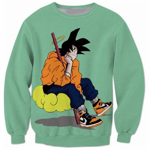 

новые модные женские / мужские классические аниме dragon ball z гоку harajuku стиль смешные 3d печати повседневная crewneck толстовка плюс р, Black