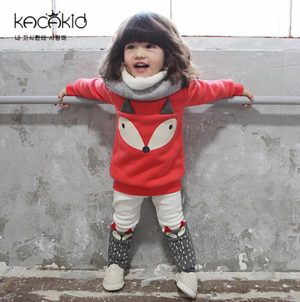 Boys Girls Fall Winter Fox Clothes Outfits 5-10 Years Old Kids Chlid Long-Sleeved Sweatershirt Tops Pants Sets