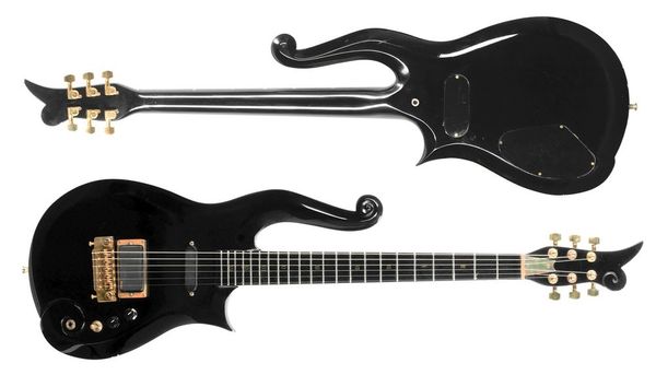 

Rare jimi hendrix prince cloud black electric guitar black ingle emg pickup gold dot inlay gold tru rod cover black knob