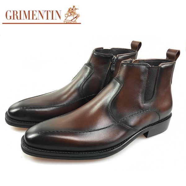 Grimentin Stiefel Männer Für Marke Heiße Leder Braun Mens Großhandel Mode Stiefeletten Schwarz Formale Heißer Verkauf Handgemacht Aus Echtem qpGSUjzVLM