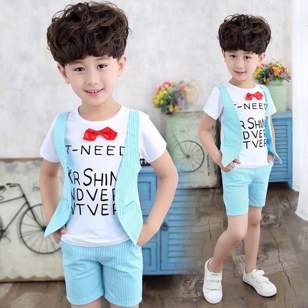 

baby prom suits short pants +shirt child clothing sets kid boys, White