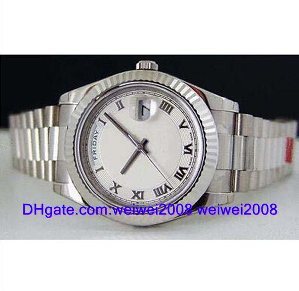 

luxury watch +gift box 18kt white gold president ii 41mm- 218239, Slivery;brown
