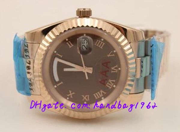 

luxury big size 40mm day-date ii 18 ct everose gold m218235-0035 automatic watches men sapphire glass men's dress wrist watches, Slivery;brown