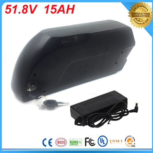 

51.8v 15ah 1000w lithium ion battery pack 52v 15ah tigershark ebike battery with usb port and led indicator+charger +bms for sanyo cell