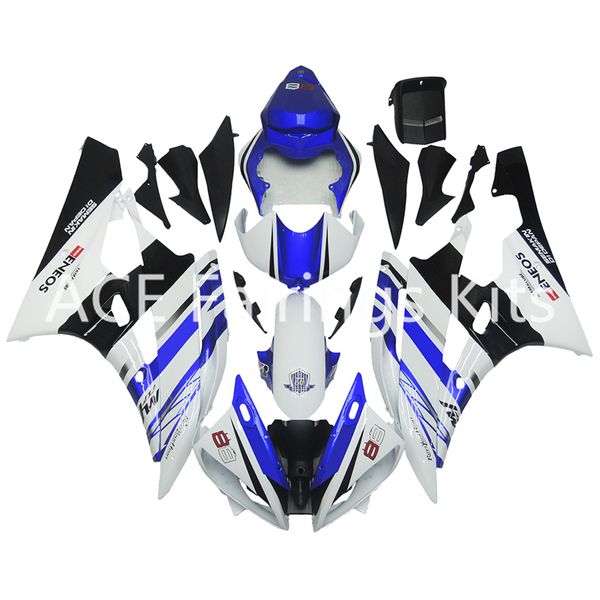 3 Geschenk Neue Verkleidungen für Yamaha YZF-R6 YZF600 R6 06 07 2006 2007 ABS-Kunststoff-Karosserie-Motorradverkleidungssatz Cowling-Abdeckung Blau Weiß v99