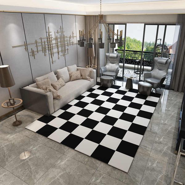 Europe Carpets Large Bedroom Area Rugs Washable Mat Black White Rectangle Carpet Living Room Geometric Decoration Shaw Commercial