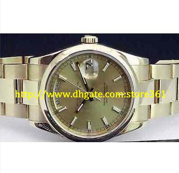 

store361 new arrive watch mens 36mm 18kt gold president champagne index 118208, Slivery;brown