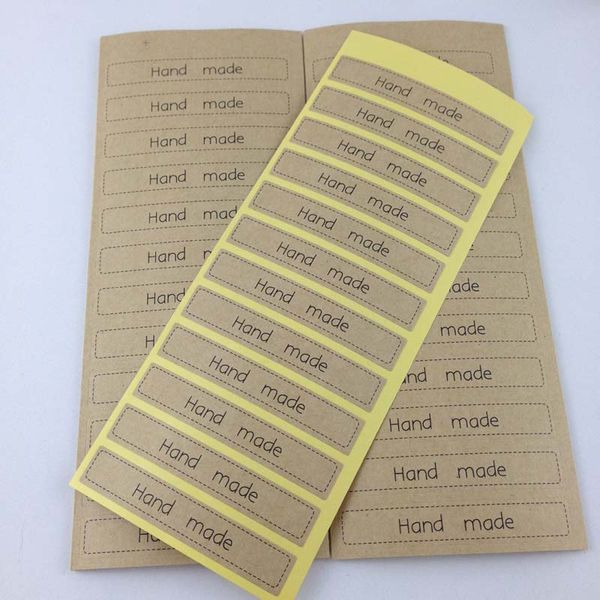 

wholesale- rectangle kraft"hand made" stickers 100pcs/lot strip customize adhesive sticker labels diy for gift/box/bake/jewelry/ca