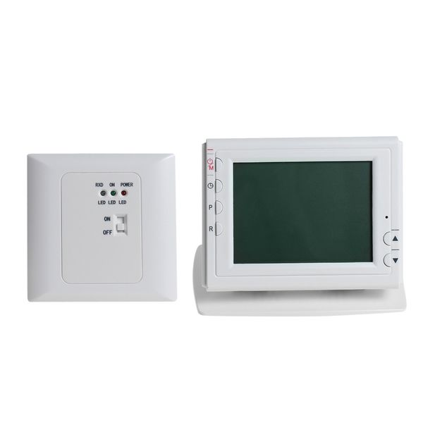 Freeshipping Sem Fio Termoregulador Verde Display LCD Programável para Gás ou Óleo Termostato de Aquecimento com Controlador Do Receptor