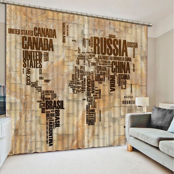 

new custom 3d beautiful marble map custom curtain fashion decor home decoration for bedroom