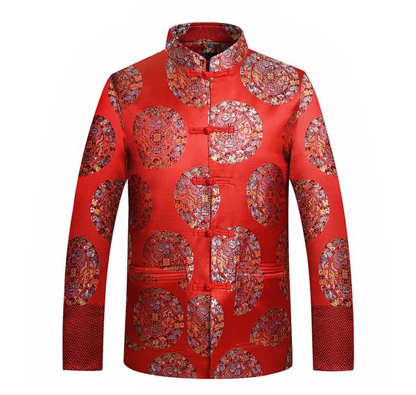 

wholesale- tang suit jacket chinese traditional clothes dragon/phoenix embroidery oriental button up mandarin collar wedding suit, Black;brown