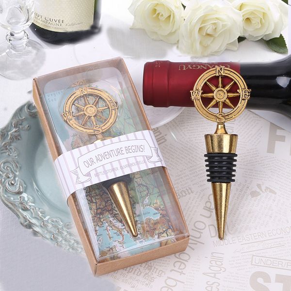 

50pcs "our adventure begins" compass bottle ser event gifts champagne ser nautical theme wedding favors