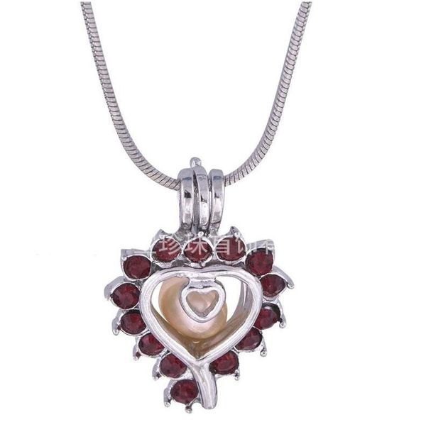 

18kgp pearl cage pendants red stone pearl gem beads cage lockets pendants, wish pearl pendant mountings for diy hign quality, Silver