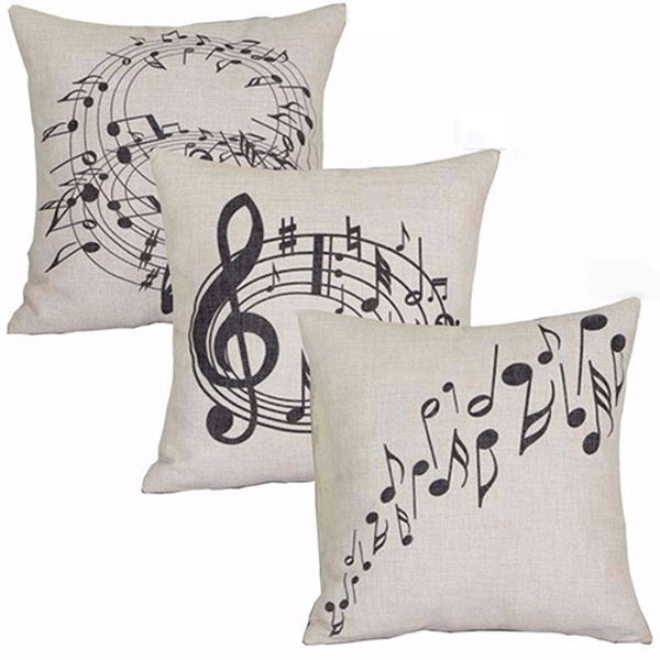 

wholesale- square music notes melody linen throw pillow case waist cushion case